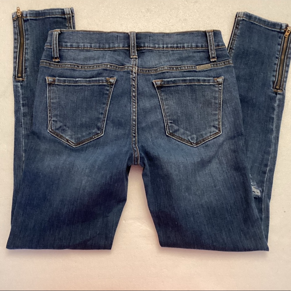 KanCan S27 zipper cuffs skinny mid rise distressed jeans measurements in pics